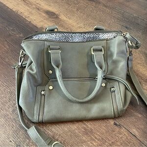 Antik Kraft Sage Green Bag with Patterned Interior